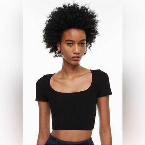 Aritzia Babaton Sculpt Knit Squareneck Top In Black Size XS